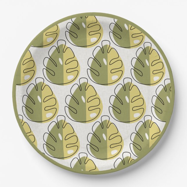 Monstera Leaves – Green Pappteller (Vorderseite)