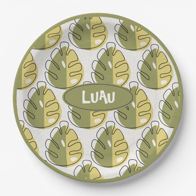 Monstera Leaves – Green Pappteller (Vorderseite)