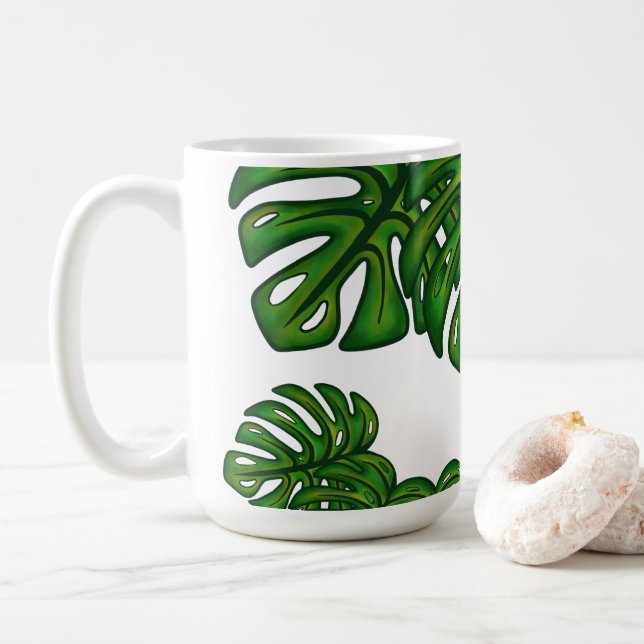 Monstera Leaves Kaffeetasse (Mit Donut)