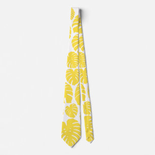 Monstera - Lemon Gelb und Weiß Krawatte