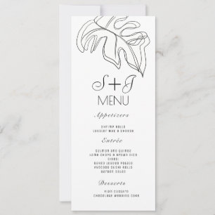 Monstera Minimal Double Line Art Mariage Menu