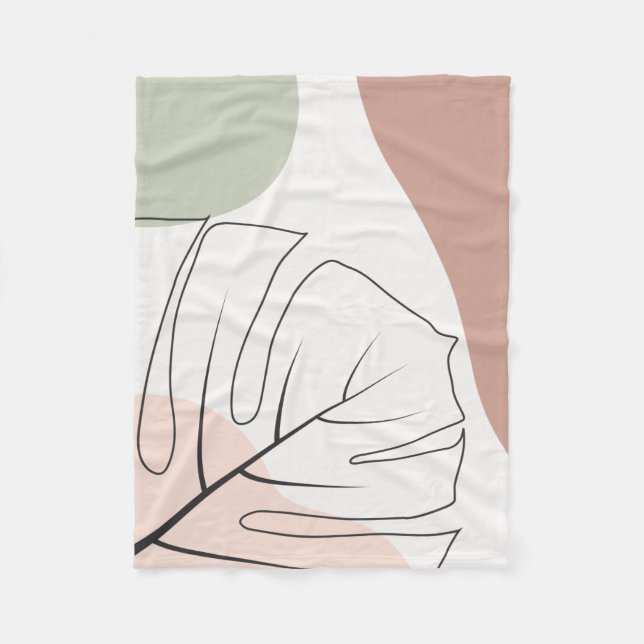 Monstera minimalistisch fleecedecke (Vorderseite)