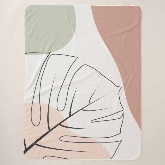 Monstera minimalistisch sherpadecke (Vorderseite)