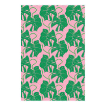 Monstera-Muster in Rosa und Grün
