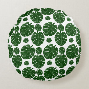 Monstera-Muster  Rundes Kissen