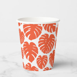 Monstera - Orange und Weiß Pappbecher