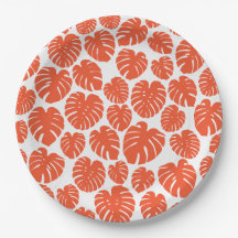 Monstera - Orange und Weiß