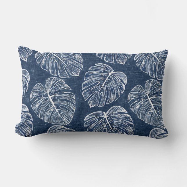 Monstera Palm Blätter Doppelseitiges Lumbalkissen Lendenkissen (Vorderseite)