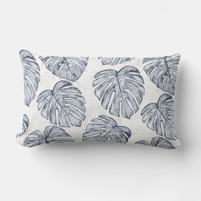 Monstera Palm Blätter Lumbar Pillow Lendenkissen (Vorderseite)