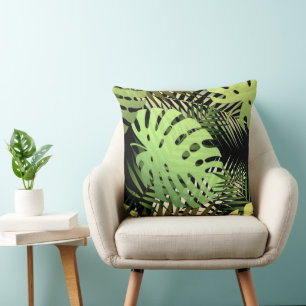Monstera Palm Blätter Tropischer Dschungel werfen  Kissen