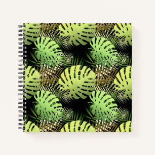 Monstera Palm Blätter Tropisches Jungle Muster Notizbuch