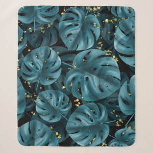 Monstera Palm, Golden Splash Nahtlos. Sherpadecke