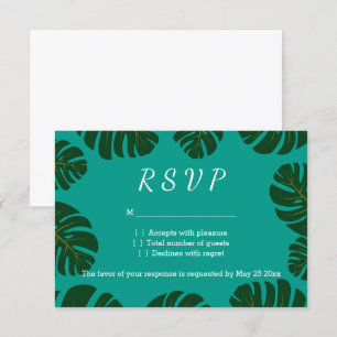 Monstera Palm UAWG Beach Hochzeitskarten RSVP Karte