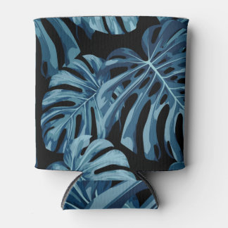 Monstera Pflanze: blaues Blätter Muster. Dosenkühler