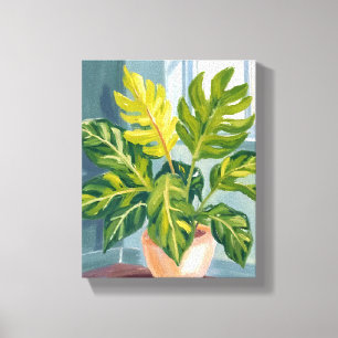 Monstera-Pflanze   Grüne botanische Wasserfarbe Leinwanddruck