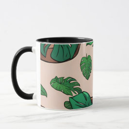 Monstera Pflanze Pot Pattern Art Tasse