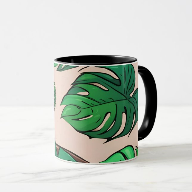 Monstera Pflanze Pot Pattern Art Tasse (VorderseiteRechts)