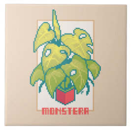 Monstera Pixelart  Fliese