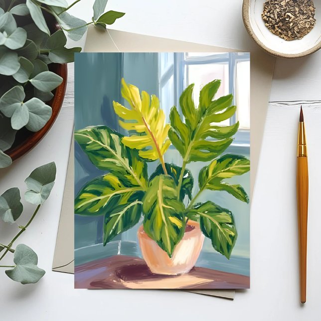 Monstera Plant | Green Botanical Watercolor Postkarte (Von Creator hochgeladen)