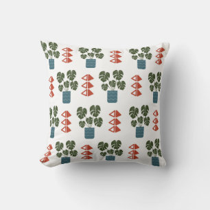 Monstera Plante et Red Triangles Coussin de canapé