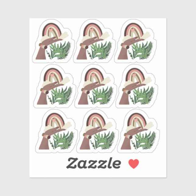 Monstera Rainbow Bohemisch Girly Aufkleber (Blatt)