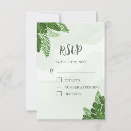 Monstera RSVP Karte Tropisches Grünzeug Blassgrün