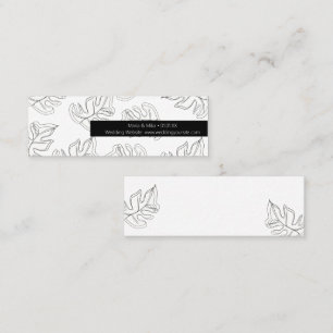 Monstera Schwarz Weiß Botanische Hochzeit Mini Visitenkarte