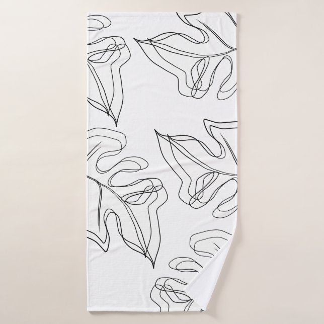 Monstera Schwarz-weiße botanische Hochzeit Badehandtuch (Badehandtuch)
