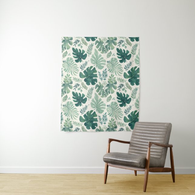 Monstera-Stimmung - tropische Leaf-Muster-Tapeten Wandteppich (Beispiel)