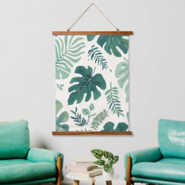 Monstera-Stimmung - Tropischer Leaf-Holzwall-Stich Wandteppich Mit Holzrahmen