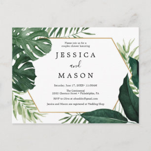 Monstera Tropical Couples Douche Invitation
