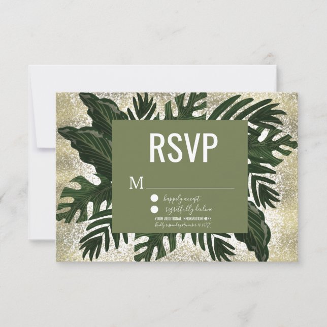 Monstera Tropical Imitats Gold Splash UAWG Einladung (Vorderseite)