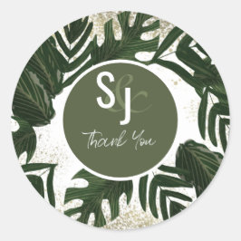 Monstera Tropical Imitats Gold Splash Wedding Suit Runder Aufkleber