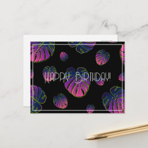 Monstera Tropical Leaf Happy Birthday Postkarte