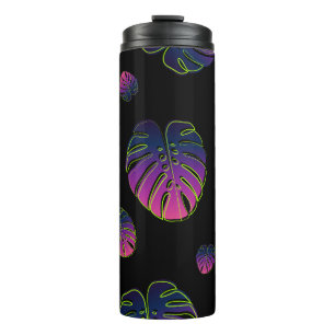 Monstera Tropical Leaf Illustration Muster Thermosbecher