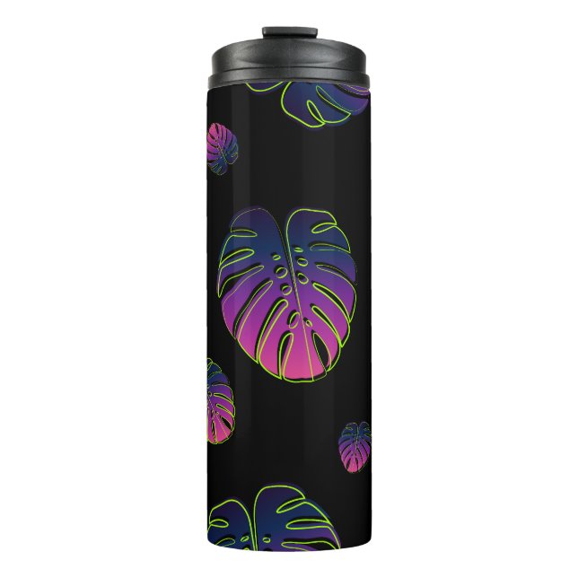 Monstera Tropical Leaf Illustration Muster Thermosbecher (Vorderseite)