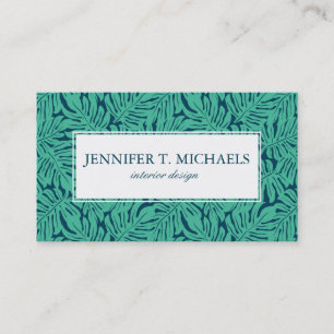 Monstera Tropical Leaf Muster  Monogramm Visitenkarte