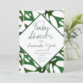 Monstera Tropical Leaf Pattern Baby Dusche Einladung