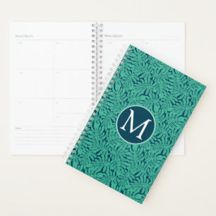Monstera Tropical Leaf Pattern Monogramm Planer