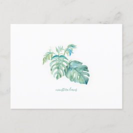 Monstera Tropical Watercolor Blätter Feiertagspostkarte