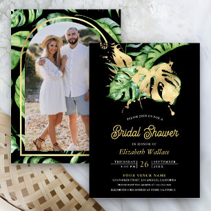 Monstera Tropische Palme Foto Schwarze Brautparty Einladung