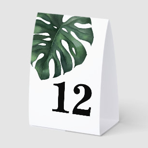 Monstera Tropisches Blatt Hochzeitstisch Nummer Tischaufsteller