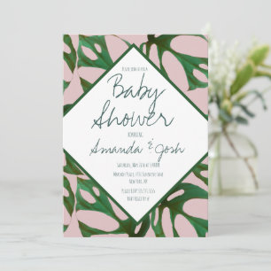 Monstera-Tropisches-Blatt-Muster-Baby-Shower-Einla Einladung