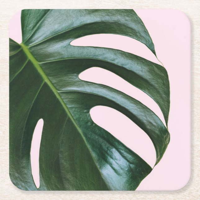 Monstera tropisches Blatt Rechteckiger Pappuntersetzer (Vorderseite)