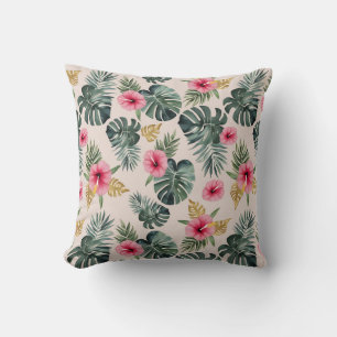 Monstera und Hibiskus Pattern Kissen