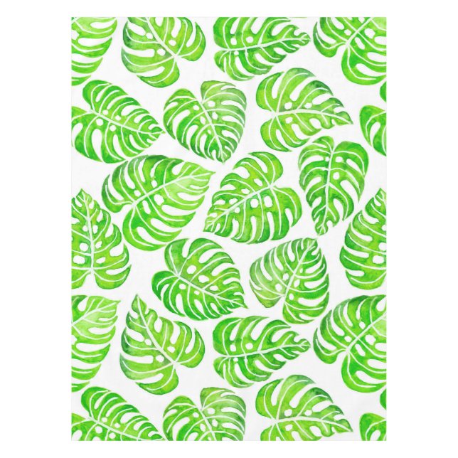 Monstera verlasse Aquarell Tischdecke (Vorderseite)