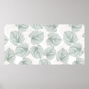 Monstera verlasse ein nahtloses Muster. tropisches Poster