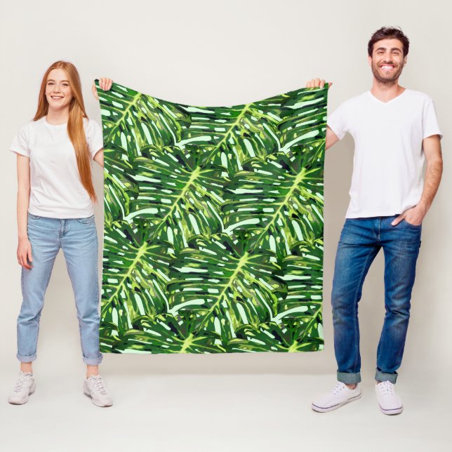 Monstera Verlasse Fleece Blanket Greenerie (Beispiel)