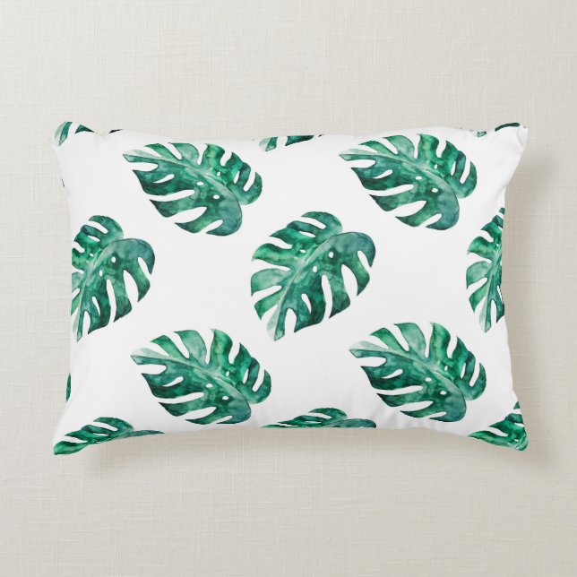 Monstera verlasse. Muster tropischer Illustratione Dekokissen (Vorderseite)
