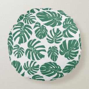Monstera verlasse nahtlos dekoratives Muster. Rundes Kissen